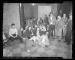 Group of men at Los Angeles, Calif.'s Polytechnic High School applying for air raid duty following 1941 attack on Pearl Harbor