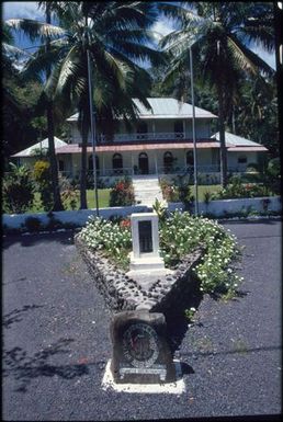 Homestead with plaque, Rarotonga