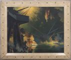 Painting of a nighttime naval battle off Saipan by Edward Grigware, 1944