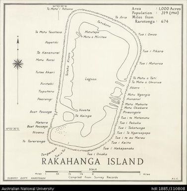 Cook Islands, Rakahanga Island, 1:12 000, 1961