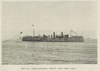 The USS 'Philadelphia' firing the first shot