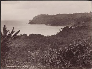 Cocksparrow Point of Lakona Bay, viewed from village, Santa Maria, Banks Islands, 1906 / J.W. Beattie