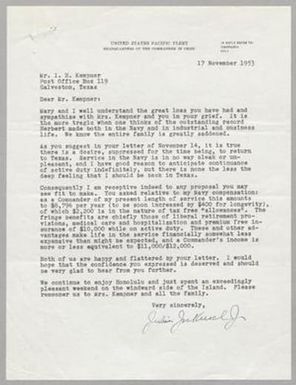 [Letter from Julius Jockush, Jr. to I. H. Kempner, November 17, 1953]