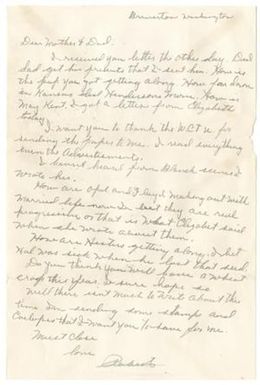 [Letter From Robert McNutt to His Parents]