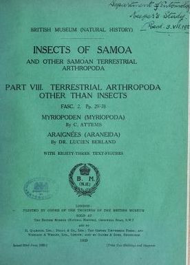 Insects of Samoa and other Samoan terrestrial arthropoda