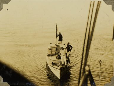 The doctor arrives at the SS Tofua off Apia, Samoa, 1928