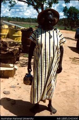 Aboriginal woman, pipe in mouth