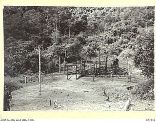 EFOGI, NEW GUINEA. 1944-04-07. THE EFOGI RIVER SIGNAL STATION WHICH WAS BURNT OUT WITH THE LOSS OF ALL EQUIPMENT PRIOR TO ARRIVAL OF THE 23RD LINE SECTION, 18TH LINES OF COMMUNICATION SIGNALS