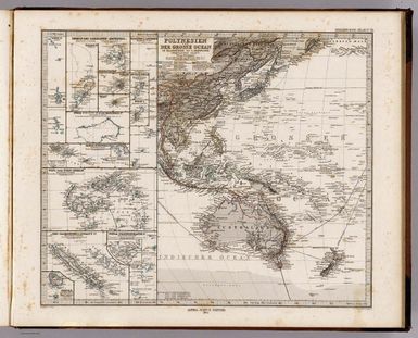 Polynesien Und Der Grosse Ocean Im Maassstabe von 1:40.000.000. (Westliches Blatt) Von A. Petermann. Gezeichnet v. E. Debes. Gest v. Stier & Jungmann. Gotha: Justus Perthes 1872.