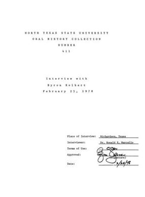 Oral History Interview with Byron Kolbert, February 25, 1978