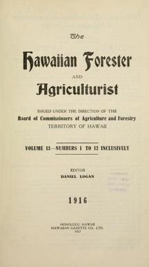 The Hawaiian forester and agriculturist