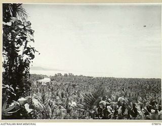 JACQUINOT BAY, NEW BRITAIN. 1945-01-29. A JOIN- UP PHOTOGRAPH OF THE BAY SHOWING THE WUNUNG RIVER FLOWING THROUGH THE WUNUNG PLANTATION IN THE FOREGROUND, WITH CUTARP PLANTATION AT (A) AND MANGURA ..