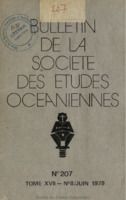 Bulletin de la Société des Études Océaniennes numéro 207