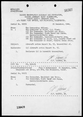 VMO-155 - ACA Rep #95 – Air opers against the Marshall Islands, 12/19/44