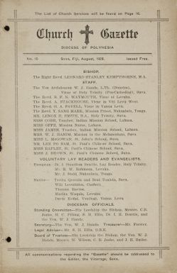 Church Gazette, Polynesia: August 1928