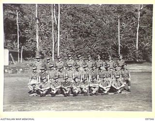 TOROKINA, BOUGAINVILLE. 1945-10-07. MEMBERS OF 5 PLATOON, HEADQUARTERS COMPANY, 24 INFANTRY BATTALION, 15 INFANTRY BRIGADE. (FOR IDENTIFICATION OF 28 NAMED PERSONNEL REFER TO PROVISIONAL CAPTION OR ..