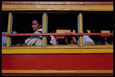 People sitting in a bus, Samoa