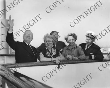 Truman Family Waving Farewell Aboard S.S. President Cleveland Departing From Los Angeles