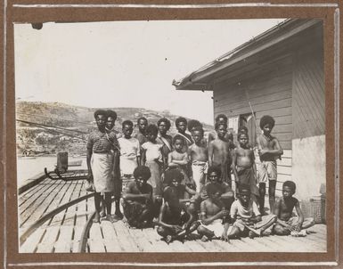 Group on a wharf, Port Moresby, 1914