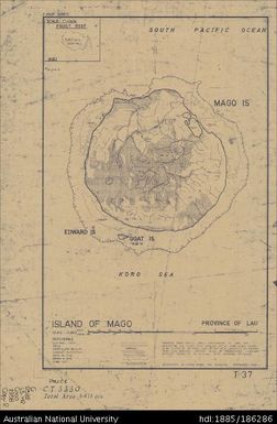 Fiji, Lau Province, Island of Mago (with Frost Reef inset), Topographic, Sheet T37, 1958, 1:31 680