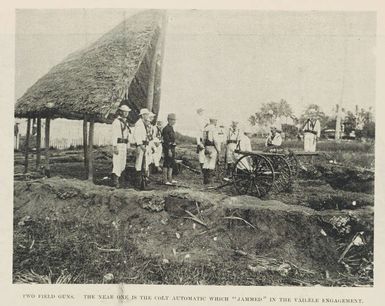 Two field guns: the near one is the Colt automatic which jammed in the Vailele engagement