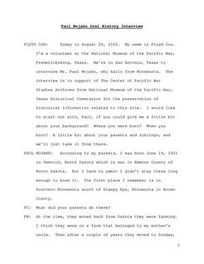 Oral History Interview with Paul Wojahn, August 28, 2010