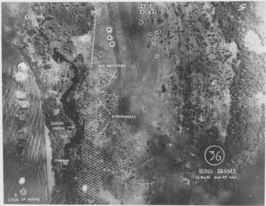 [Aerial photographs relating to the Japanese occupation of Buna-Gona region, Papua New Guinea, 1942-1943] [Allied air raids]. (45)