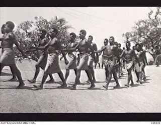 HANUABADA, NEW GUINEA. 1943-10-23. SQUAD OF NATIVE POLICE OF THE ROYAL PAPUAN CONSTABULARY