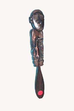 Lime spatula (chunam) with squatting drummer figure