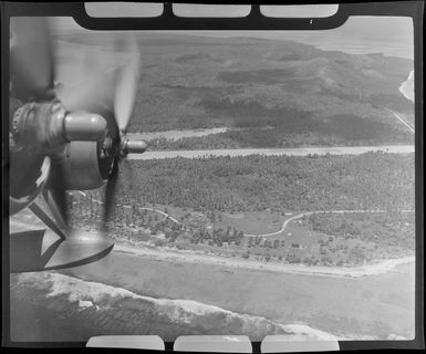 Aitutaki, Cook Islands, showing airstrip and main settlement