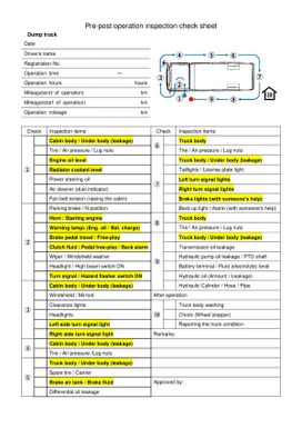 Standard Check Sheet-Minimum Requirements for DumpTruck and Boom Truck