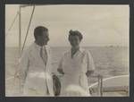 Colonel JK Murray and Evelyn Murray on MV Laurabada in south east Papua, Papua New Guinea, c1948