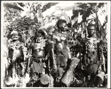 Drummers dance at Awar, Sepik River, New Guinea, 1935 / Sarah Chinnery