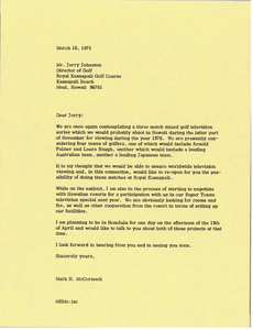 Letter from Mark H. McCormack to Jerry Johnston