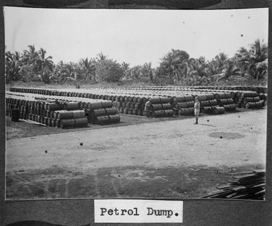 Petrol dump for the Tonga Defence Force of 2nd NZEF, at a Army Service Corps supply depot in Tonga