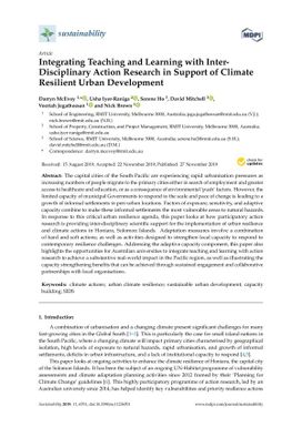 Integrating Teaching and Learning with Inter-Disciplinary Action Research in Support of Climate Resilient Urban Development