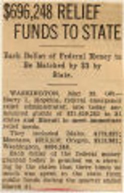 $696,248 Relief Funds To State: Each Dollar Of Federal Money To Be Matched By $3 By State. Northwest History. Relief, Resettlement and Rehabilitation, Resorts. Relief.