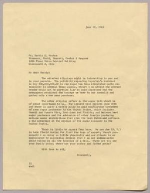 [Letter from I. H. Kempner to Harris K. Weston, June 25, 1962]