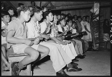 Dance orchestra, Mauke Island, Cook Islands - Photograph taken by Mr Malloy