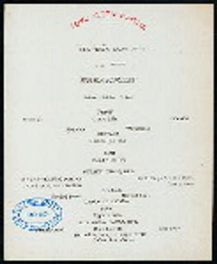 BREAKFAST [held by] TOYO KISEN KAISHA [at] EN ROUTE ABOARD HONG KONG MARU (SS)