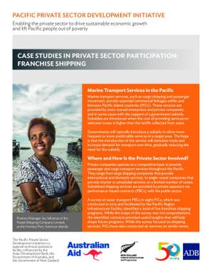 Case studies in private sector participation: franchise shipping. Pacific private sector development initiative.