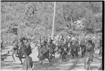 Pig festival, pig sacrifice, Kompiai: armed and decorated allies rush the ritual fence