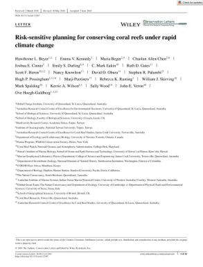 Risk‐sensitive Planning for Conserving Coral Reefs under Rapid Climate Change