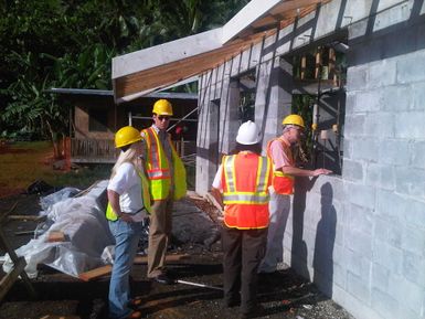 Tsunami - Pago Pago, American Samoa, March 15, 2011 -- Deputy Administrator Manning and staff from FEMA's Recovery Office in American Samoa tour homes being rebuilt for disaster survivors in American Samoa. As part of our work to support the territory's recovery, FEMA has been building homes, in several stages, for disaster survivors whose houses were destroyed by the tsunami.