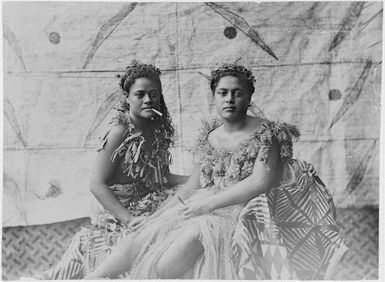 Two Samoan women in traditional dress