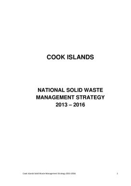National solid waste management strategy. Cook Islands. 2013 - 2016.