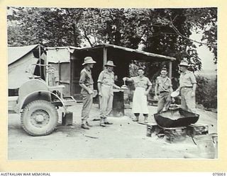 LAE, NEW GUINEA. 1944-08-03. THE OTHER RANKS KITCHEN AND PERSONNEL OF THE 19TH LINES OF COMUNICATION SIGNALS