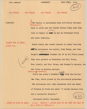 [News Script: Astronaut]