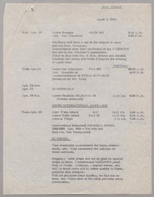[Harris Kempner Asia Trip Itinerary, April 3, 1959]