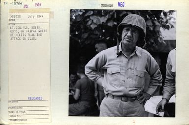 Lieutenant General H.M. Smith, United States Marine Corps, on Saipan Where He Helped Plan the Attack on Guam.